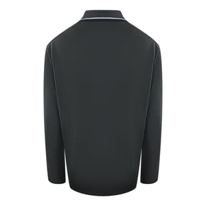 Fred Perry Weißes Poloshirt Mit Zweifarbigem Kragen In Gunmetal-grau Mit Langen Ärmeln