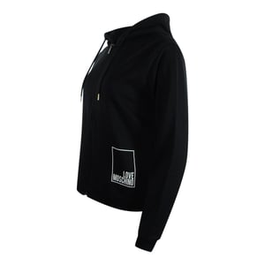 Love Moschino Schwarzer Zip-hoodie, Größe S, Weißes Logo