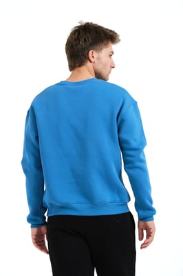 JUSTEVER Herren-Sweatshirt mit Rundhalsausschnitt, Stickerei, gefüttert mit Polarfleece, blau - Volar