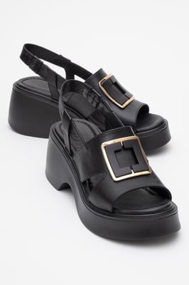Lucia Leder Schnalle Plateau Sandale