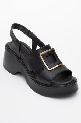 Lucia Leder Schnalle Plateau Sandale