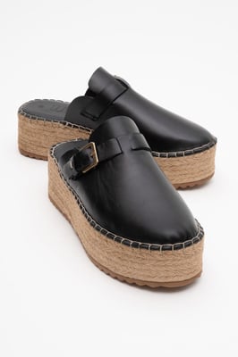 Novas Leder Plateau Espadrille Pantolette (Damen)