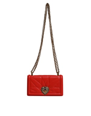 Dolce & Gabbana Rote Gequiltete Devotion Umhängetasche mit Kette für Handy