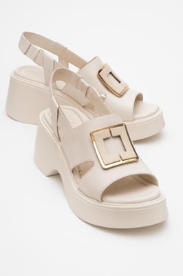 Lucia Leder Schnalle Plateau Sandale