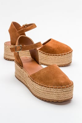 Viba Leder Espadrille Plateau Keilabsatz Sandalen (Damen)