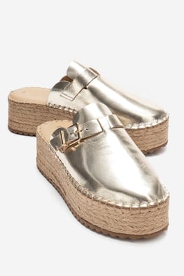 Novas Leder Plateau Espadrille Pantolette (Damen)