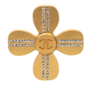 Gebrauchte Cc Goldbeschichtete Strass Kleeblatt Brosche