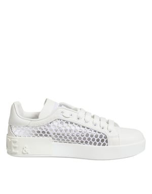 Dolce & Gabbana Weiße Sneakers mit Netz-Einsätzen im Low-Top-Stil