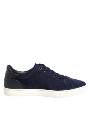 Dolce & Gabbana Blaue Leder-Wildleder Low Top Sneakers Schuhe