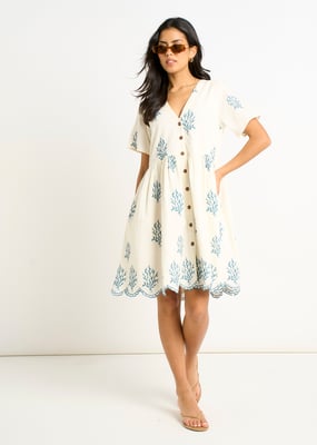 Marshmallow Minikleid aus bestickter Baumwolle