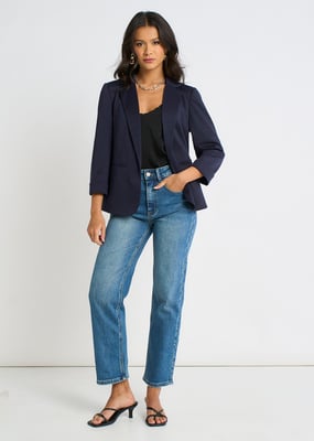 Marineblaue Ponte Edge to Edge Jacke