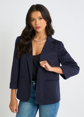Marineblaue Ponte Edge to Edge Jacke