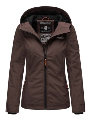 Marikoo Damen Übergangsjacke – Brombeere, leicht mit Kapuze & Kragen