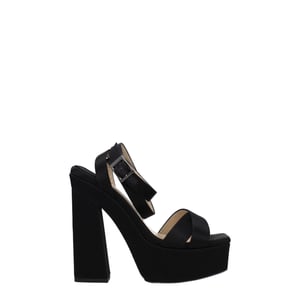 Jimmy Choo Schwarze Satin-Plattform-Sandalen