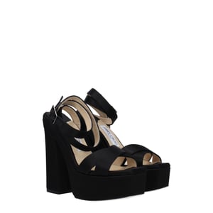 Jimmy Choo Schwarze Satin-Plattform-Sandalen