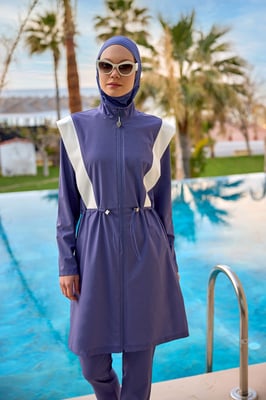 Marina Full Coverage Modest Badeanzug in Indigo