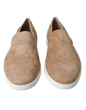 Dolce & Gabbana Beiger Wildleder Kaiman Herren Pantoletten Schuhe