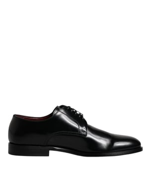 Dolce & Gabbana Schwarze Kalbsleder Derby Schnürschuhe für formelle Anlässe