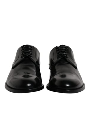 Dolce & Gabbana Schwarze Kalbsleder Derby Schnürschuhe für formelle Anlässe