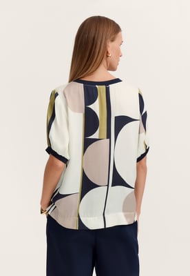 Bugatti Damen Bluse kurzarm mit grafischem Print aus 100% Viskose