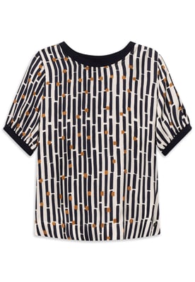 Bugatti Damen Bluse kurzarm mit grafischem Print aus 100% Viskose