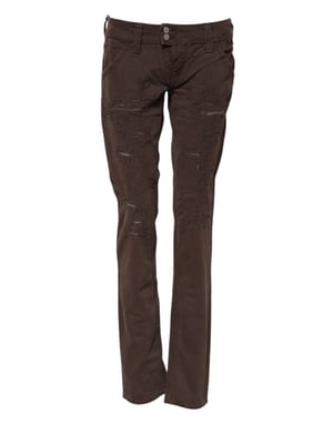 CYCLE Braune Baumwoll-Low-Waist-Skinny-Casual-Jeans