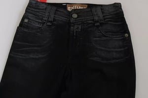 John Galliano Schwarze Gewaschene Hohe Taille Ausgestellte Denim Freizeitjeans