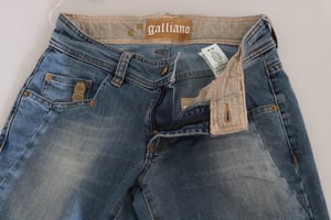 John Galliano Blau gewaschene Mid-Waist Skinny Casual Denim Hose