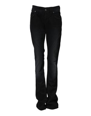 John Galliano Schwarze Baumwoll-Mittelhoch taillierte Jeans