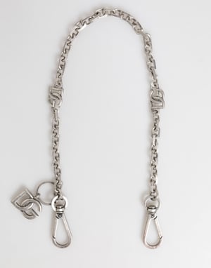 Dolce & Gabbana Silberfarbener Messing DG Logo Detail Kette Herren Halskette