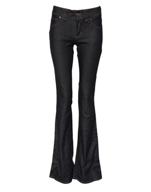 John Galliano Blaue Mittlere Taille Baumwollweite Leg Denim Jeans
