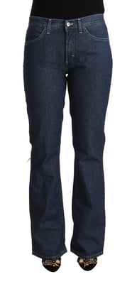 GF Ferre Blaue Baumwoll-Mittelbund Glockenjeans