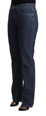 GF Ferre Blaue Baumwoll-Mittelbund Glockenjeans
