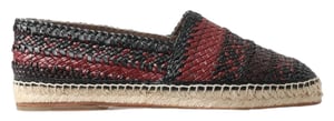 Dolce & Gabbana Schwarze Bordeaux-Buffelleder-Espadrilleschuhe