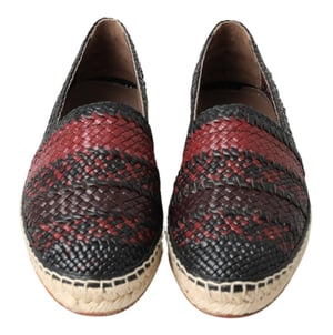 Dolce & Gabbana Schwarze Bordeaux-Buffelleder-Espadrilleschuhe