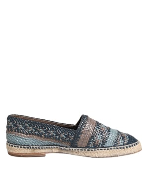 Dolce & Gabbana Blau-Grau Geflochtene Leder Büffel Espadrilleschuhe