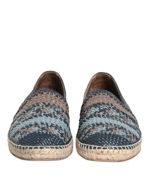 Dolce & Gabbana Blau-Grau Geflochtene Leder Büffel Espadrilleschuhe