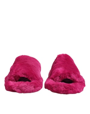 Dolce & Gabbana Pinke Acryl-Faux-Fur Herrenflats Sandalen Schuhe