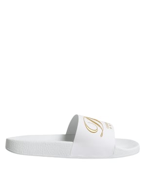 Dolce & Gabbana Weiße Leder-Sandalen Strandbekleidung Schuhe