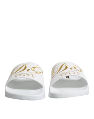 Dolce & Gabbana Weiße Leder-Sandalen Strandbekleidung Schuhe