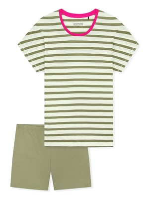 Schiesser Damen Pyjama Casual EssentialsSchlafanzug, Pyjama Set, Nachtwäsche