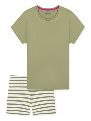 Schiesser Damen Pyjama Casual EssentialsSchlafanzug, Pyjama Set, Nachtwäsche