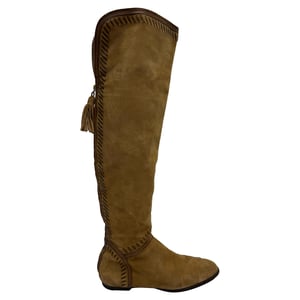 Jimmy Choo Knöchelhohe Stiefel mit Fransenakzenten aus braunem Wildleder