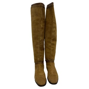 Jimmy Choo Knöchelhohe Stiefel mit Fransenakzenten aus braunem Wildleder