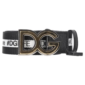 Dolce & Gabbana DG Logo Schnallen Gürtel aus schwarzem Canvas