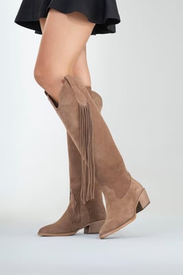 Rios Leder Fransen Kniehoher Stiefel