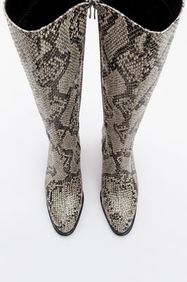 Elly Gemusterter Blockabsatz-Stiefel