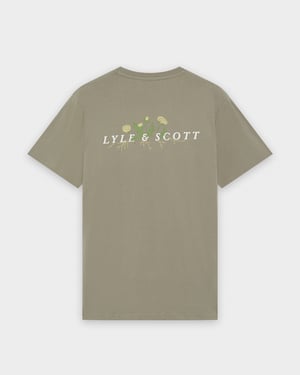 Grafisches T-Shirt in Salbeigrün