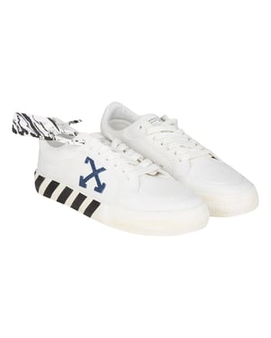Off-White Low Vulcanized Eco Canvas Sneakers - Weiß Marineblau
