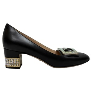 Gucci G-verzierte Blockabsatzpumps aus schwarzem Leder